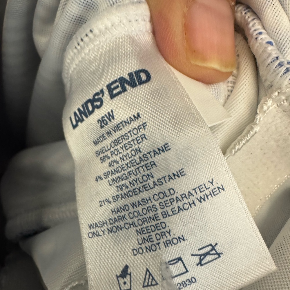Lands' End 26W blue/white pinstriped swimsuit - Picture 9 of 9